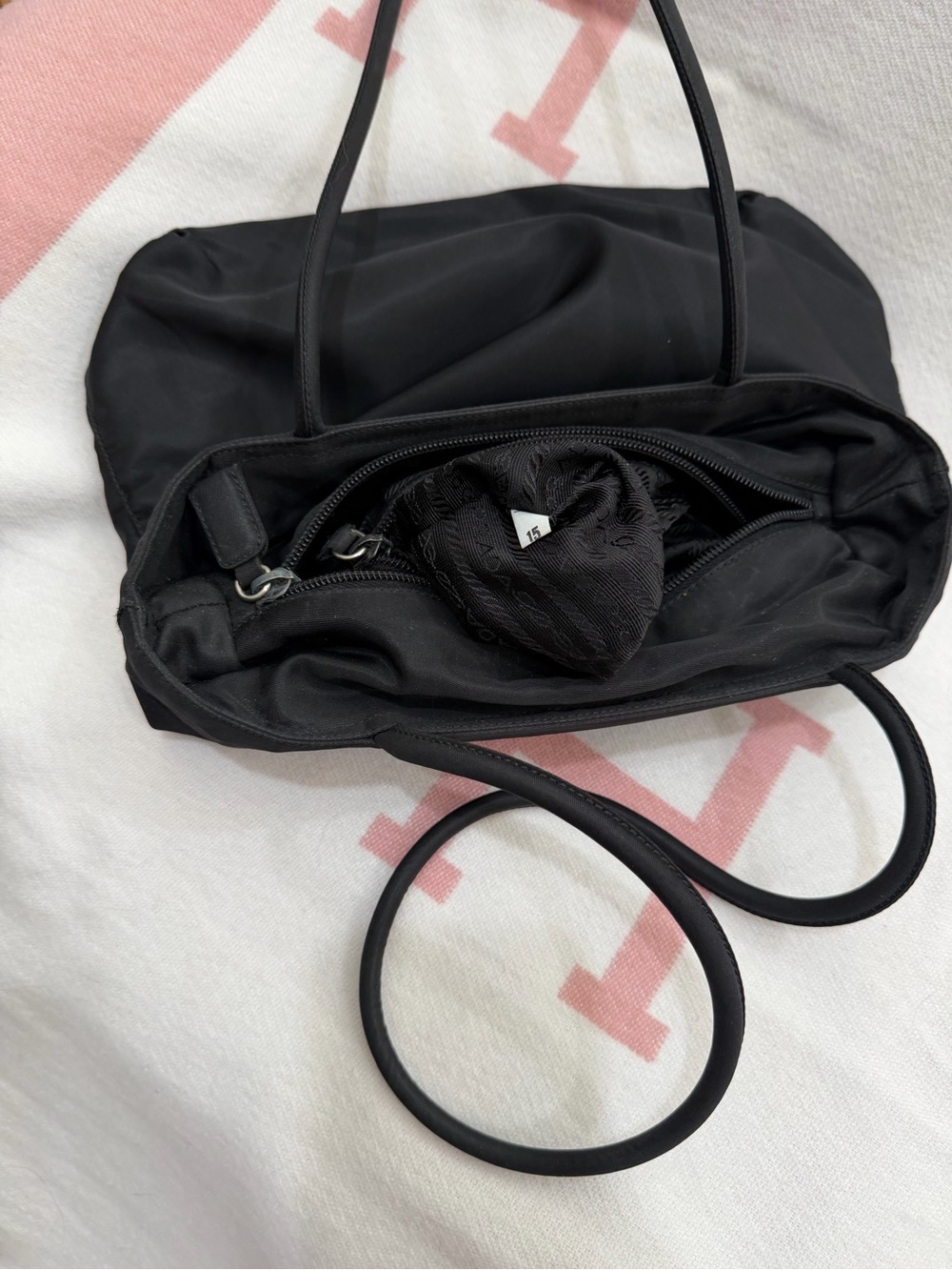 Prada Black Nylon Double-Handle Shoulder Bag - Picture 14 of 16
